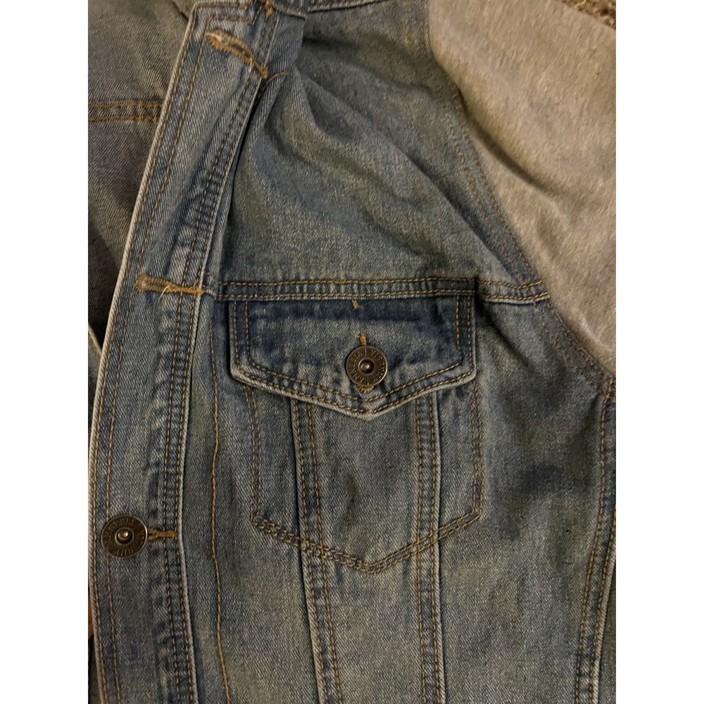 Amnesia Sweatshirt Denim Jacket Womens XL Blue Gray Jean Hoodie Button Vintage - Picture 3 of 12